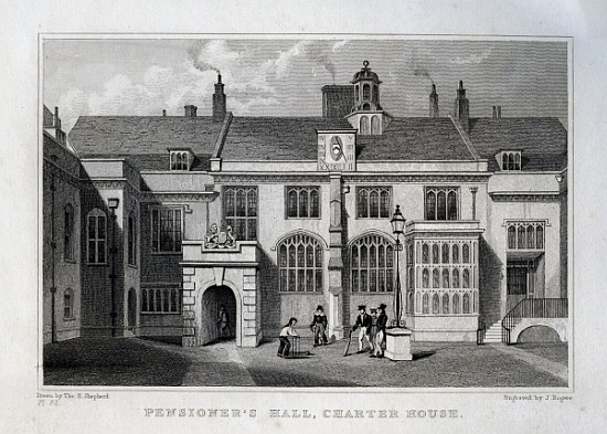 Pensioner''s Hall, Charter House; engraved by John Rogers from (after) Thomas Hosmer Shepherd