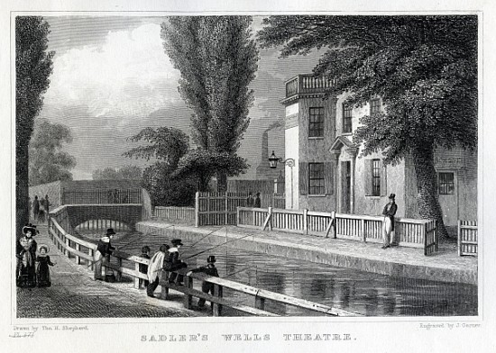 Sadler''s Wells Theatre; engraved by J. Garner from (after) Thomas Hosmer Shepherd