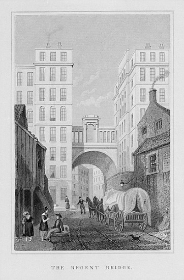 The Regent Bridge, Edinburgh; engraved by Thomas Barber from (after) Thomas Hosmer Shepherd