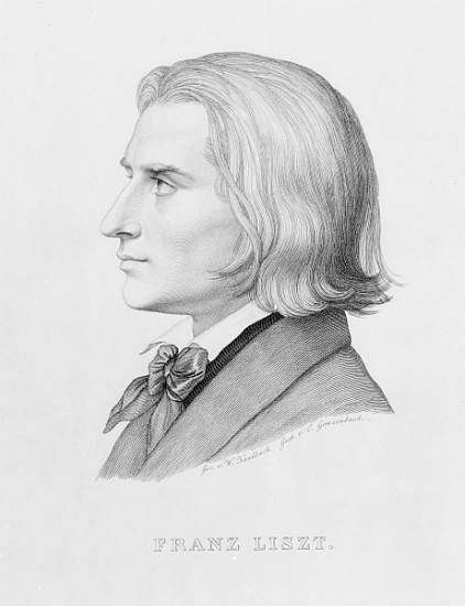 Franz Liszt; engraved by Gonzenbach from (after) Wilhelm von Kaulbach