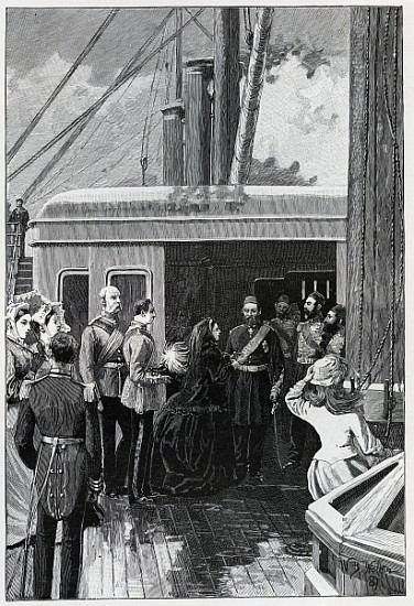 The Queen investing Abdul Aziz with the Order of the Garter from (after) William Barnes Wollen