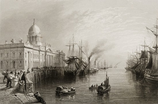 The Custom House, Dublin, from ''Scenery and Antiquities of Ireland'' from (after) William Henry Bartlett