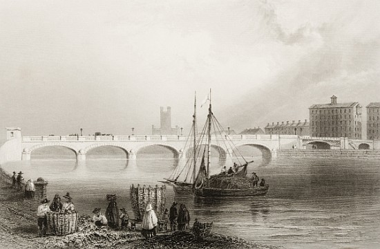 Wellesley Bridge, Limerick, Ireland, from ''Scenery and Antiquities of Ireland'' from (after) William Henry Bartlett