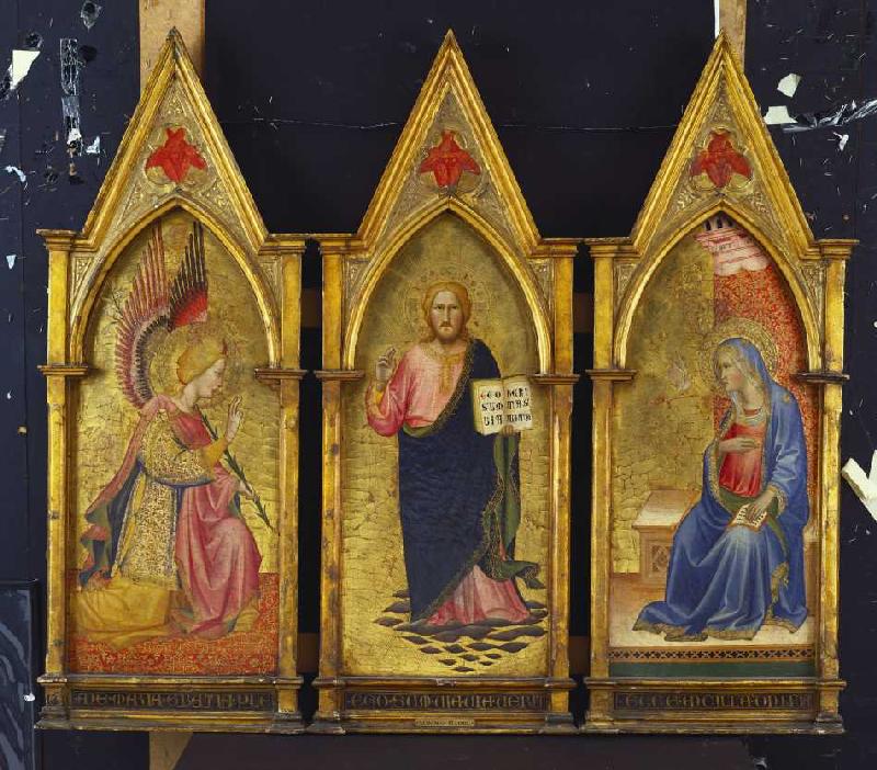 Christus, der Erlöser, der Erzengel Gabriel and die Jungfrau Maria. from Agnolo/Angelo di Gaddi