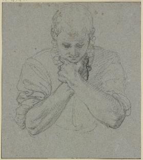Brustbild eines jungen Mannes mit gebeugten Armen
