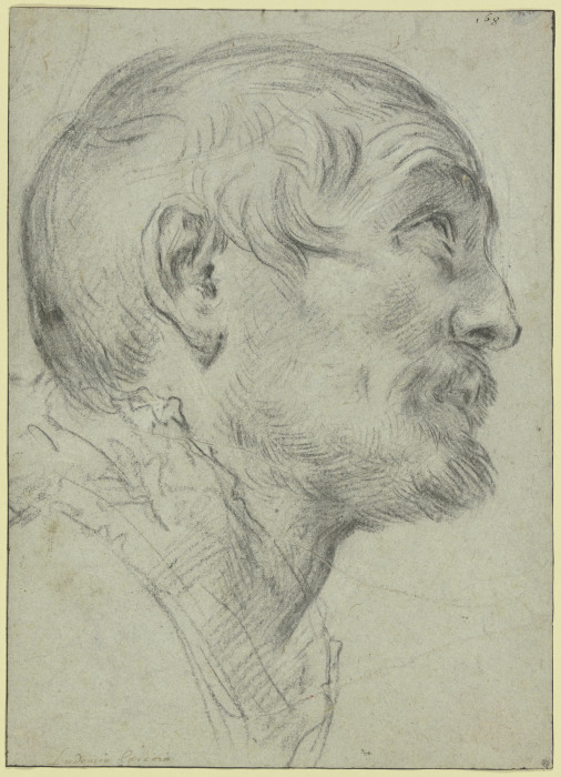 Kopf eines aufblickenden Mannes im Profil nach rechts from Agostino Carracci