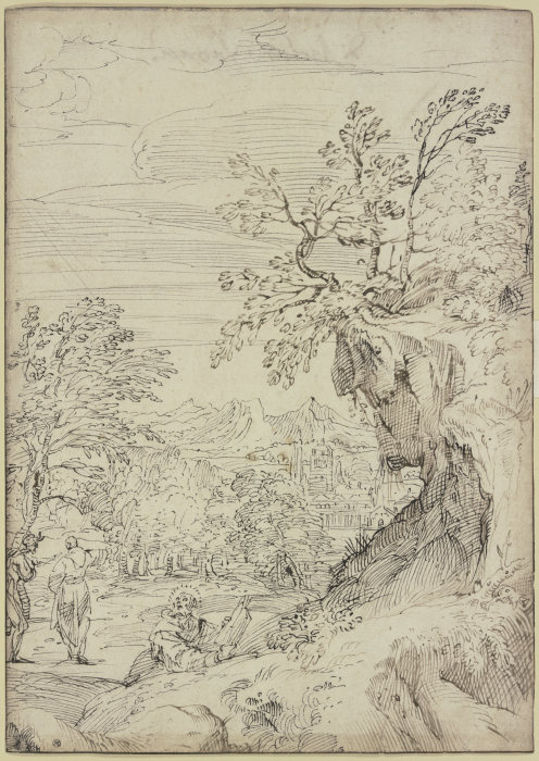 Landschaft mit einem Heiligen und zwei weiteren Figuren from Agostino Carracci
