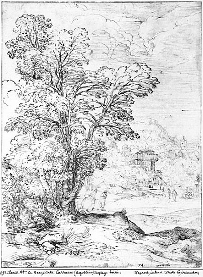 Wooded landscape from Agostino Carracci