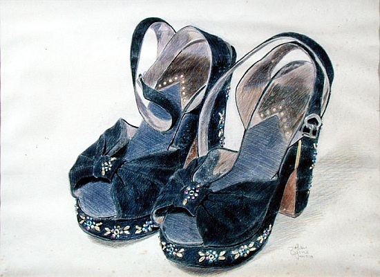 Black Suede Shoes with Beads from Alan  Byrne