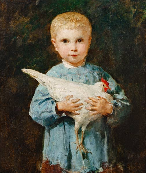 Maurice Anker mit Huhn from Albert Anker