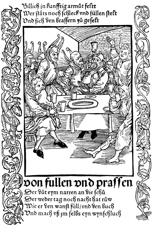 Illustration to the book "Ship of Fools" by Sebastian Brant from Albrecht Dürer
