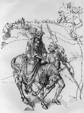 A.Dürer, Blind Horseman / Draw./ c.1490