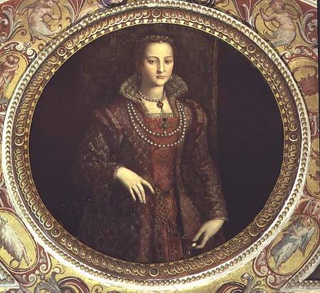 Portrait of Eleonora di Toledo, wife of Cosimo I de' Medici (1519-74) from the Studiolo di Francesco from Alessandro Allori