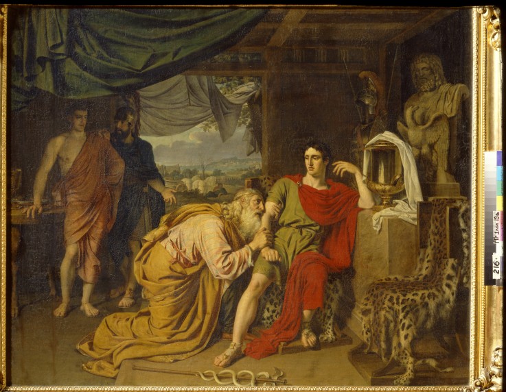 Priam tearfully supplicates Achilles, begging for Hector's body from Alexander Andrejewitsch Iwanow