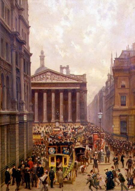 The Rush Hour by the Royal Exchange from Queen Victoria Street from Alexander Friedrich Werner