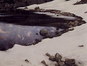 Mondschein am verschneiten Kassian-See