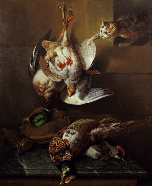 A Cat Attacking Dead Game (one of a pair) from Alexandre-François Desportes