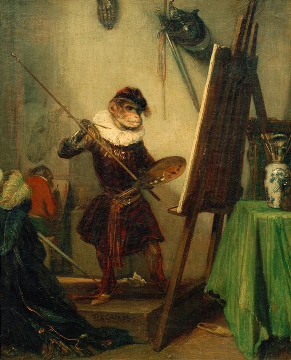 Monkey painter from Alexandre Gabriel Decamps