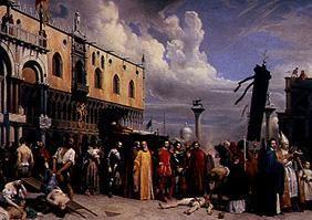 Die Beerdigung Tizians während der Pest in Venedig 1576.
