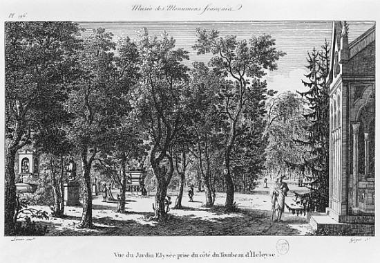 Musee des Monuments Francais, Paris, view of the Jardin Elysee from the tomb of Heloise and Abelard; from Alexandre Marie Lenoir