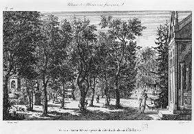 Musee des Monuments Francais, Paris, view of the Jardin Elysee from the tomb of Heloise and Abelard;
