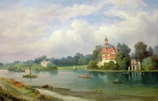 A View of Pope''s House and Radnor House at Twickenham from Alexandre le Bihan