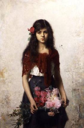 Young girl with blossoms