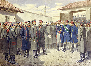 Verwundeter osmanischer Pascha nach dem Fall von Plevna vor Zar Alex. II. from Alexej Danilovich Kivschenko