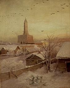 Der Schukarew-Turm in Moskau im Winter from Alexej Savrasov