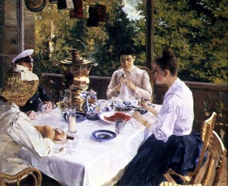 At the Tea-Table from Alexejew. Konstantin Korovin