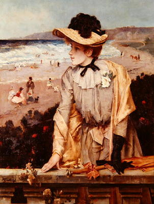 Young Woman at the Beach, or The Parisienne by the Sea (oil on canvas) from Alfred Emile Stevens