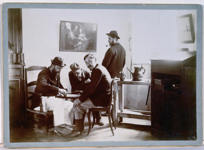 Playing Draughts at Le Relais, late 19th century (b/w photo)  from Alfred Natanson