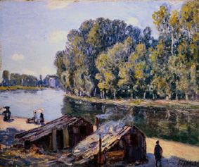 Hütten am Loing-Kanal im Sonnenlicht. from Alfred Sisley