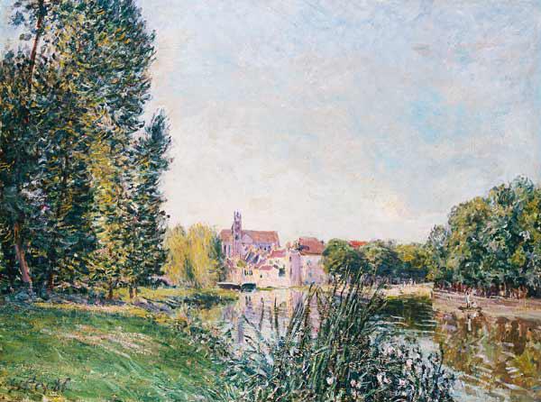 Der Fluss Loing und die Kirche von Moret