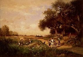 Landschaft mit Kindern und herannahendem Zug from Alfred Wordsworth Thompson