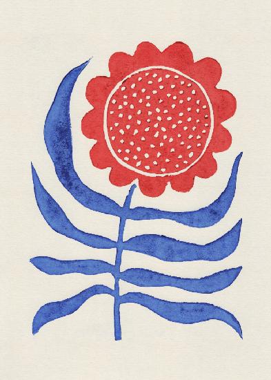 Rote Blume / Linoldruck
