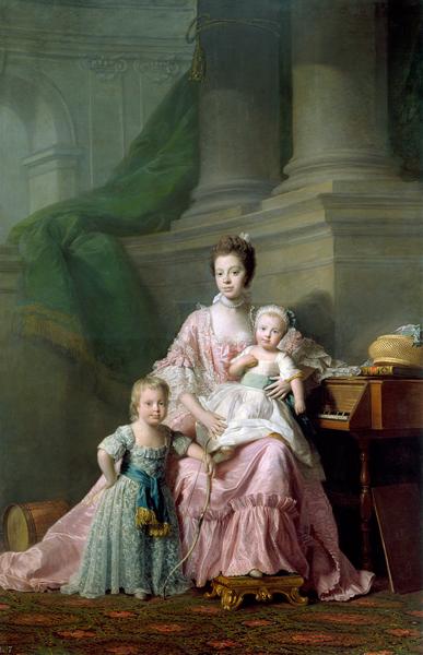 Queen Charlotte (1744-1818), with her Two Eldest Sons