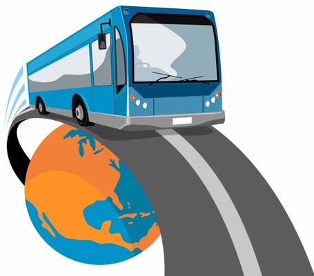 Bus traveling off the globe from Aloysius Patrimonio