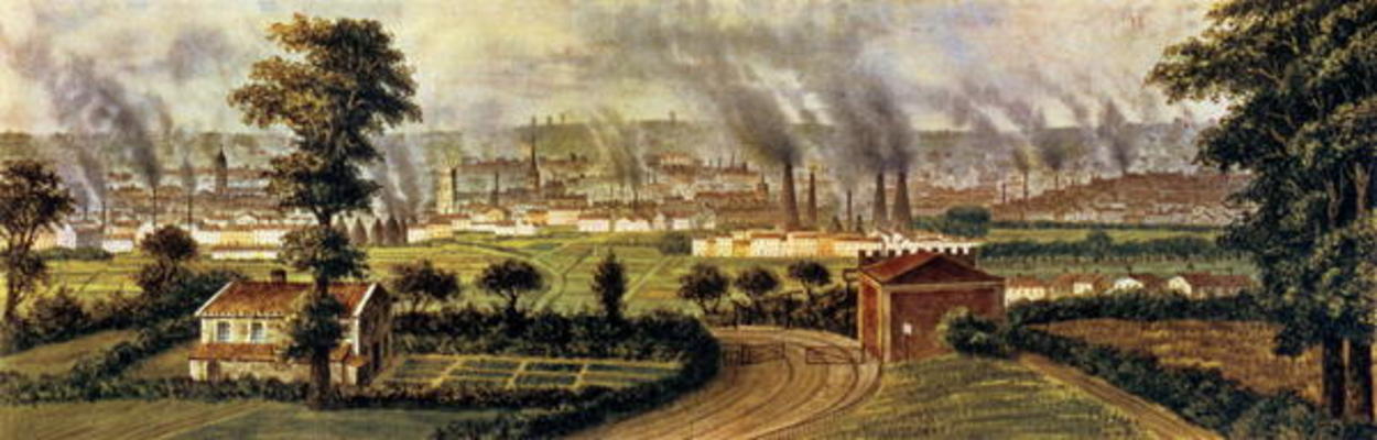 Leeds from Rope Hill, c.1840 (colour litho) from Alphonse Douseau