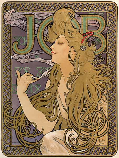Plakat für die Zigarettenmarke JOB. from Alphonse Mucha