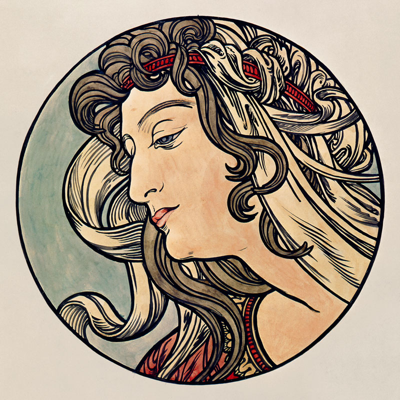 Head of a Woman from Alphonse Mucha