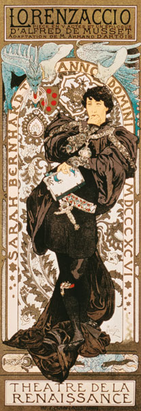 Jugendstilplakat für Lorenziaccio von Alfred de Musset im Theatre de la Renaissance from Alphonse Mucha