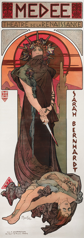 Médée, Plakat für Sarah Bernhardt und das Théatre de la Renaissance from Alphonse Mucha