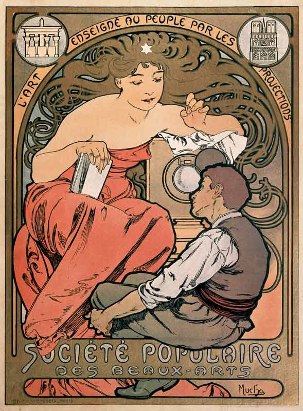 Poster for the Societe Populaire des Beaux Arts from Alphonse Mucha