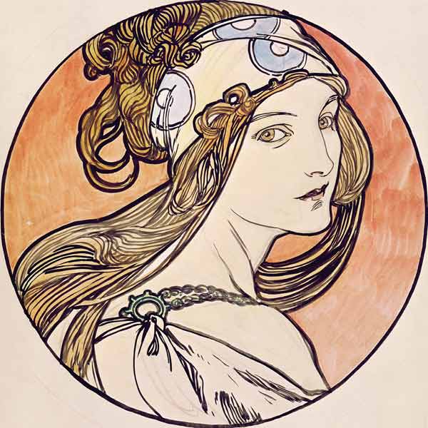 Woman with a Headscarf from Alphonse Mucha