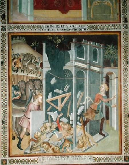 The Destruction of the House of Job and the Theft of his Herd by the Sabians from also Manfredi de Battilori Bartolo di Fredi