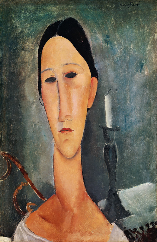 Hanka Zborowska, im Hintergrund ein Kerzenständer from Amadeo Modigliani