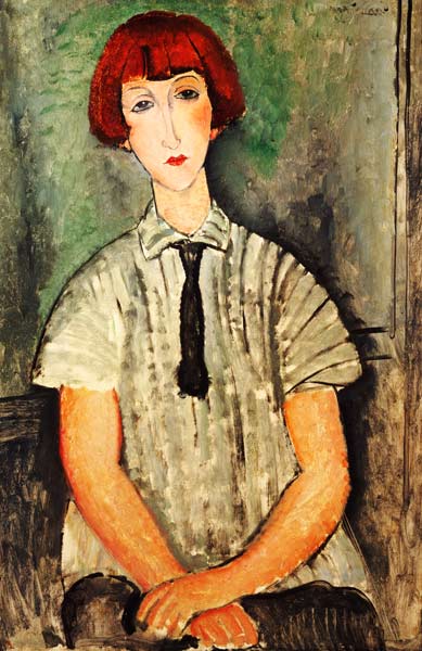 Junges Mädchen in gestreiftem Hemd from Amadeo Modigliani