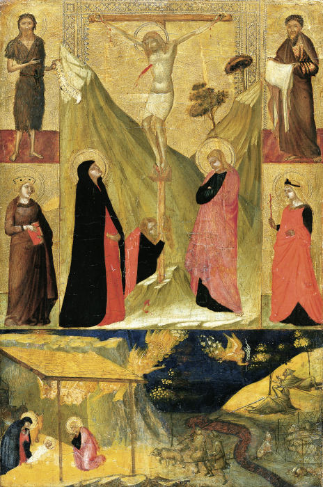 Kreuzigung und Geburt Christi sowie Heilige from Ambrogio Lorenzetti