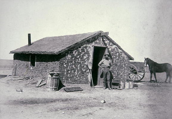 Typical prairie sodhouse, Wichita County, Kansas, c.1880 (b/w photo) from American Photographer, (19th century)
